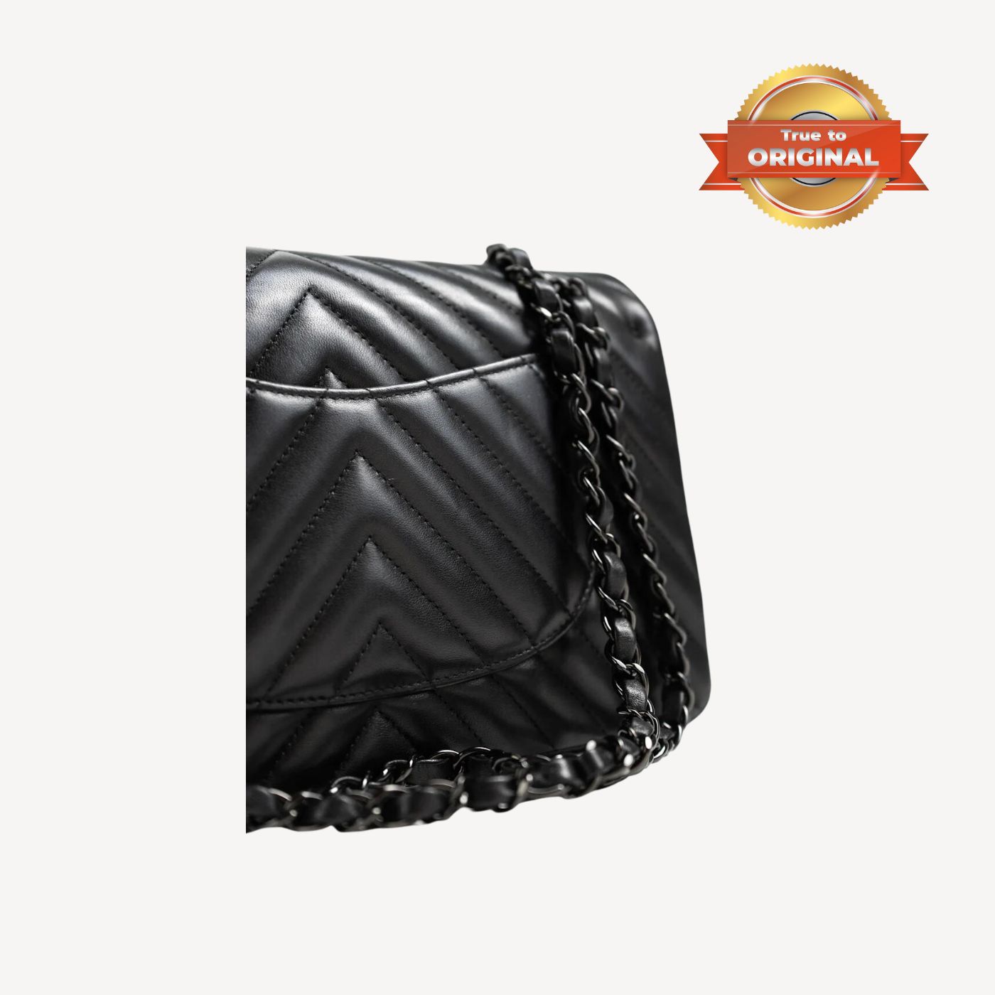 [True-to-ORIGINAL] Chanel Chevron Classic Handbag Black For Women 10.2in/26cm